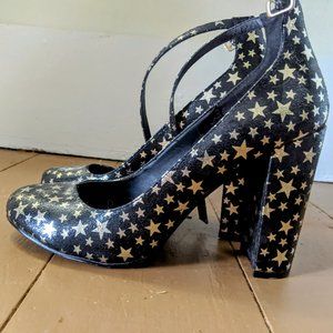 Madden Girl Black and Gold Heel Mary Jane